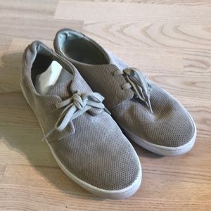 Clark’s tan suede sneakers